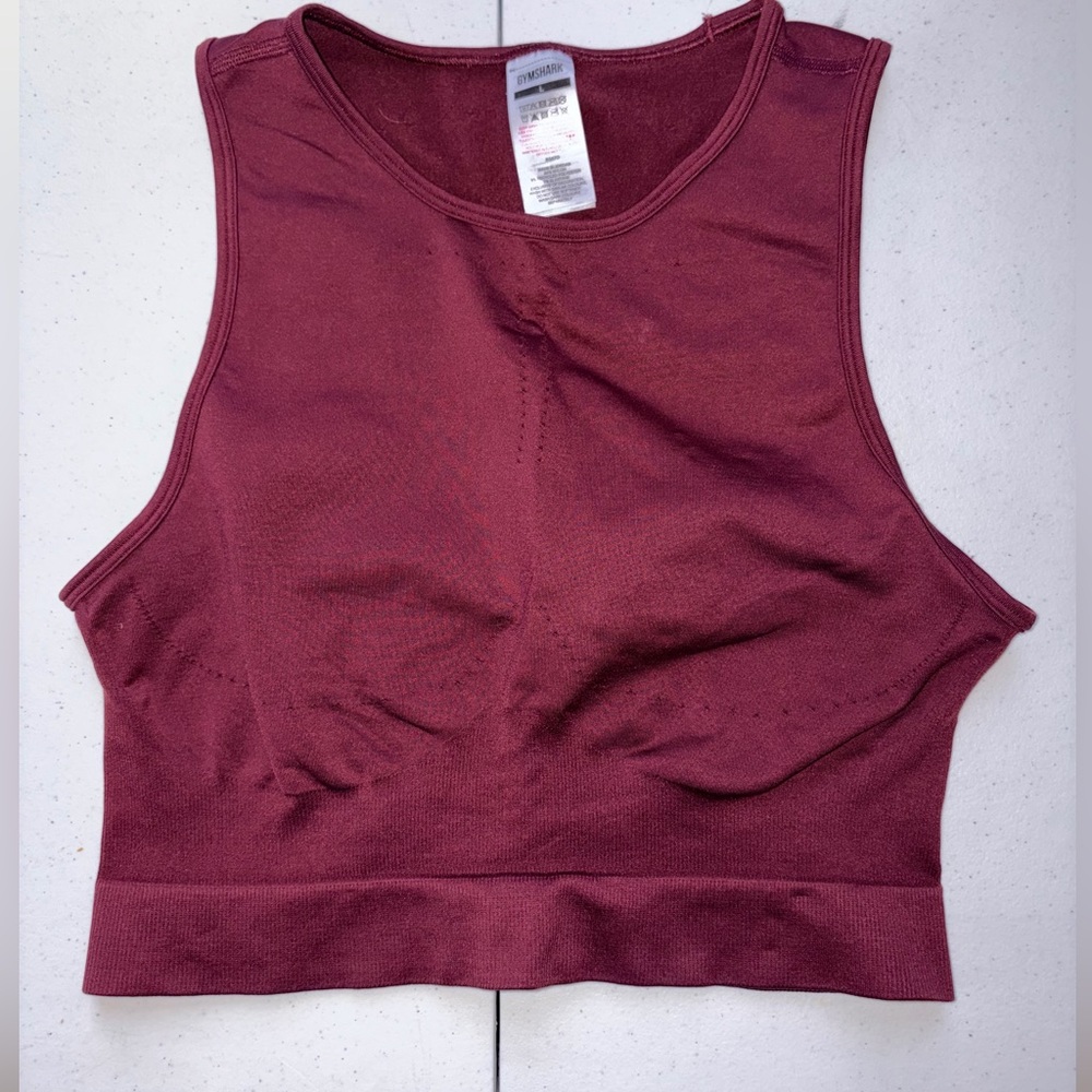 Gymshark Burgundy Sweat Seamless Midi Crop Tank
